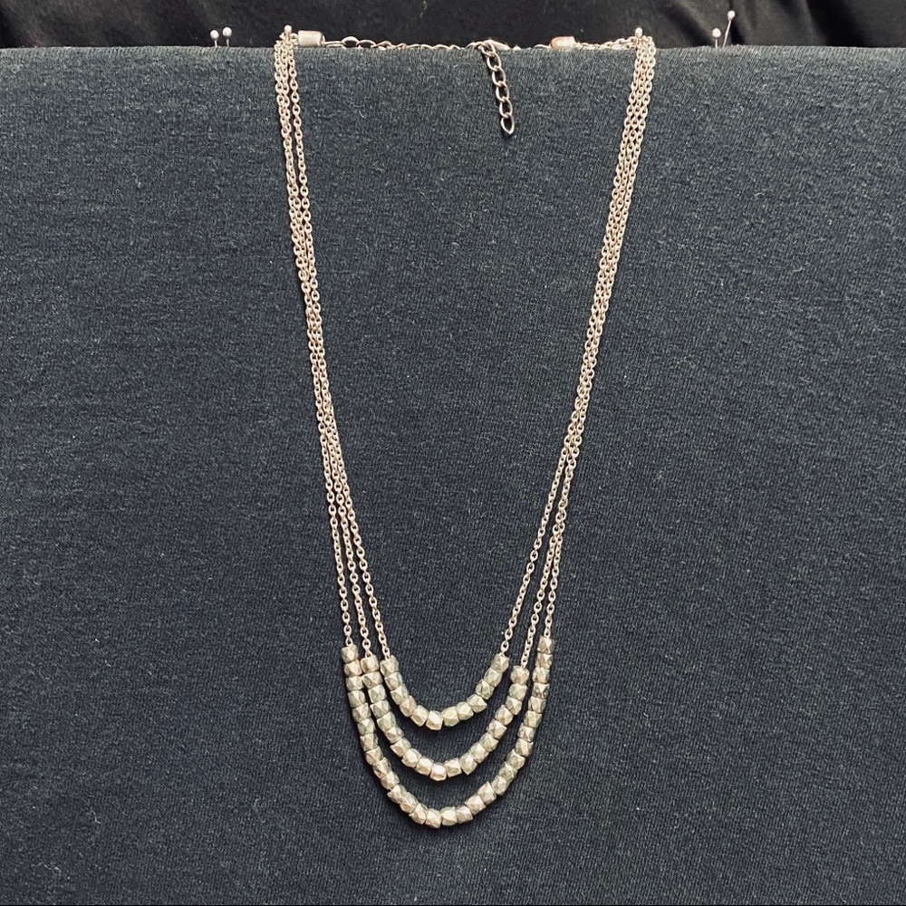 Silver triple tiered adjustable necklace